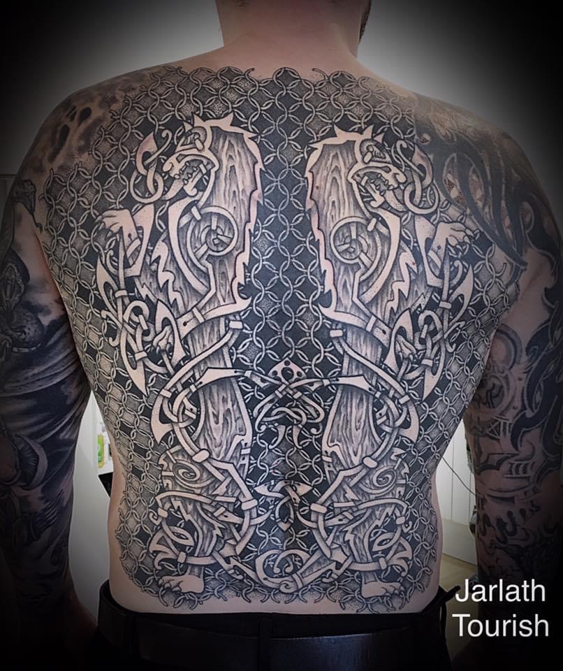 Large Nordic knotwork back piece by Jarlath Tourish